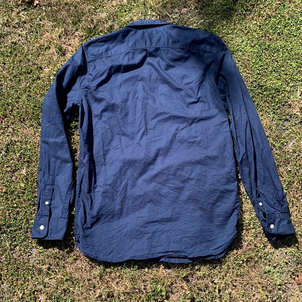 Men’s Gap Slim Fit Navy Flax Button Down - Picture 3 of 9